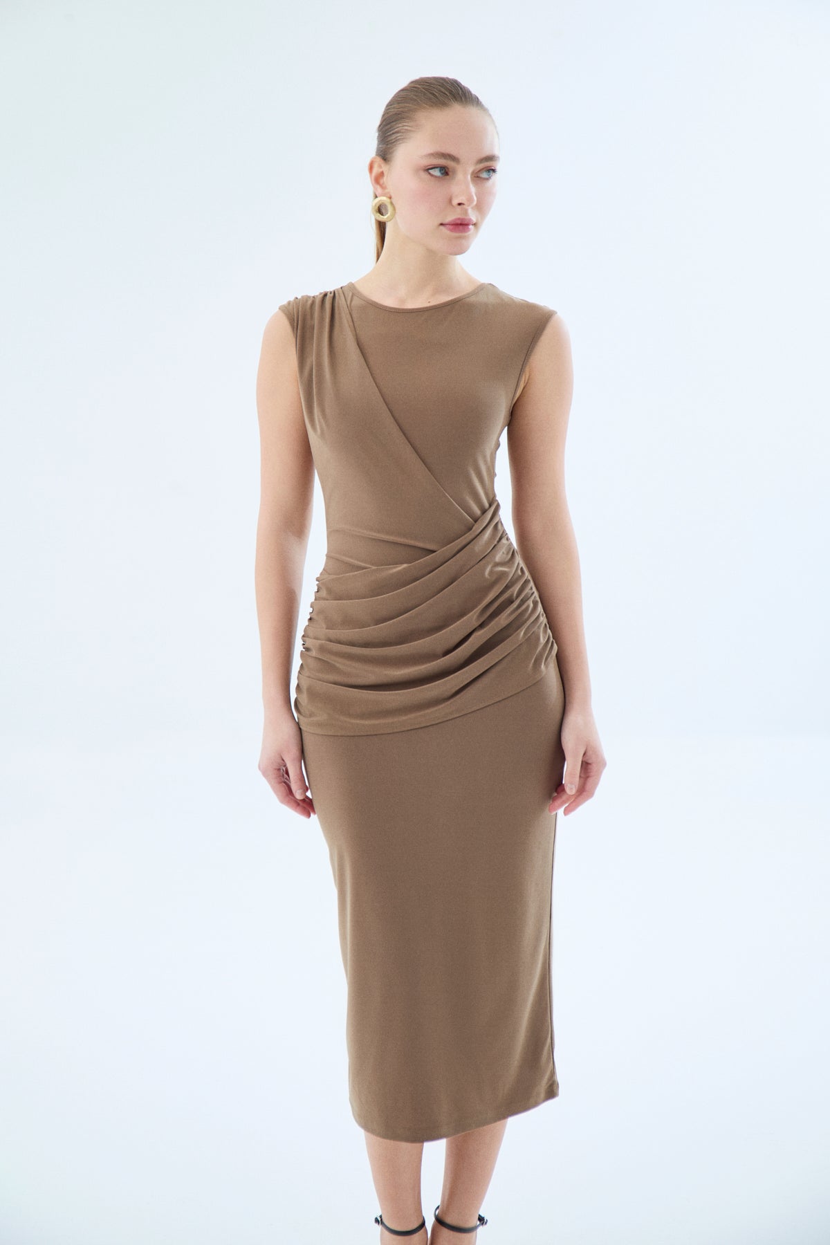 Drapiertes Midikleid